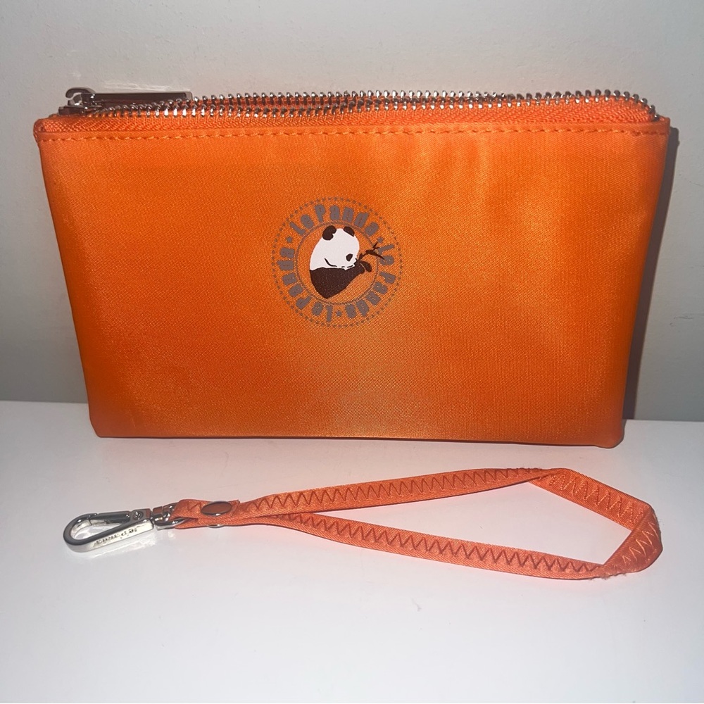 Le Panda Orange Wristlet Pouch with Logo